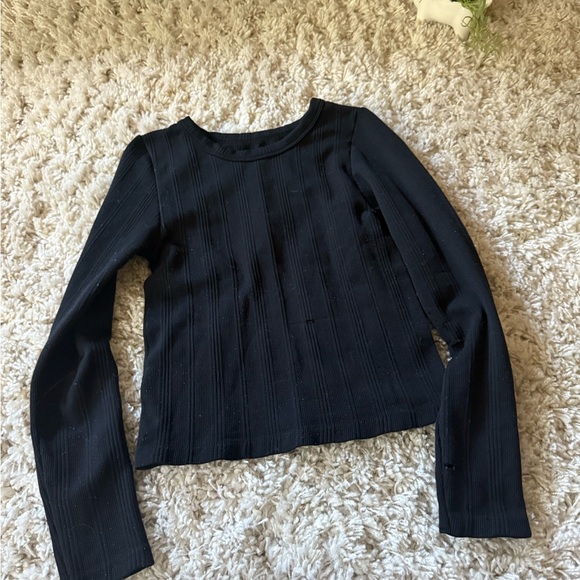 Black Long Sleeve distressed streetwear edgy long sleeve Ribbed Top - Picture 5 of 6